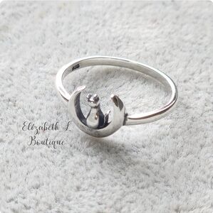 925 Sterling Silver Cat and Moon Ring Boutique BNWT